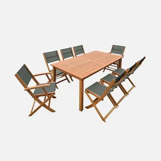 Mesa de jardín extensible Almeria eucalipto 8 plazas con extensión