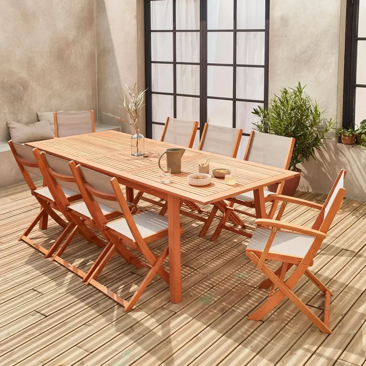 Table de jardin extensible eucalyptus 8 places Almeria