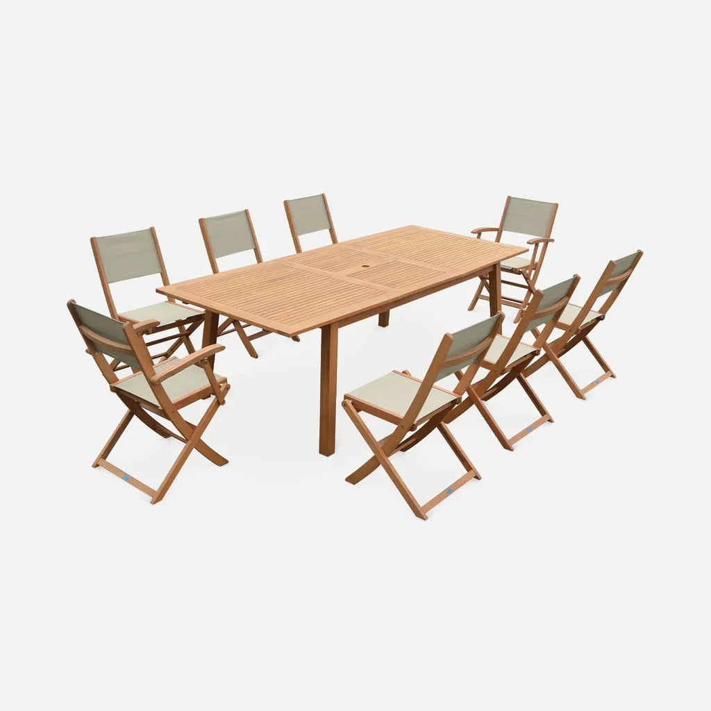 Mesa de jardín extensible eucalipto 8 plazas Almeria
