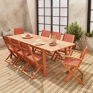 Mesa de jardín extensible Almeria eucalipto 8 plazas con extensión