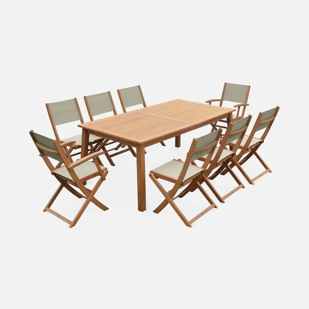 Mesa de jardín extensible eucalipto 8 plazas Almeria