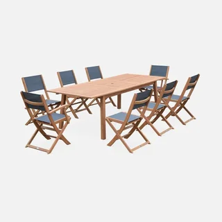 Mesa de jardín extensible Almeria eucalipto 8 plazas con extensión