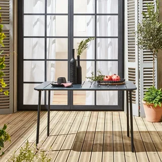 Table de jardin métal Amélia 4 personnes acier antirouille extérieur