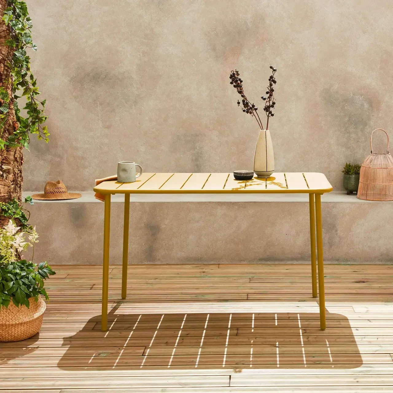 Table de jardin métal Amélia 4 personnes acier antirouille extérieur