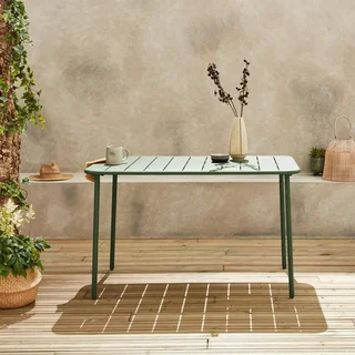 Table de jardin métal Amélia 4 personnes acier antirouille extérieur