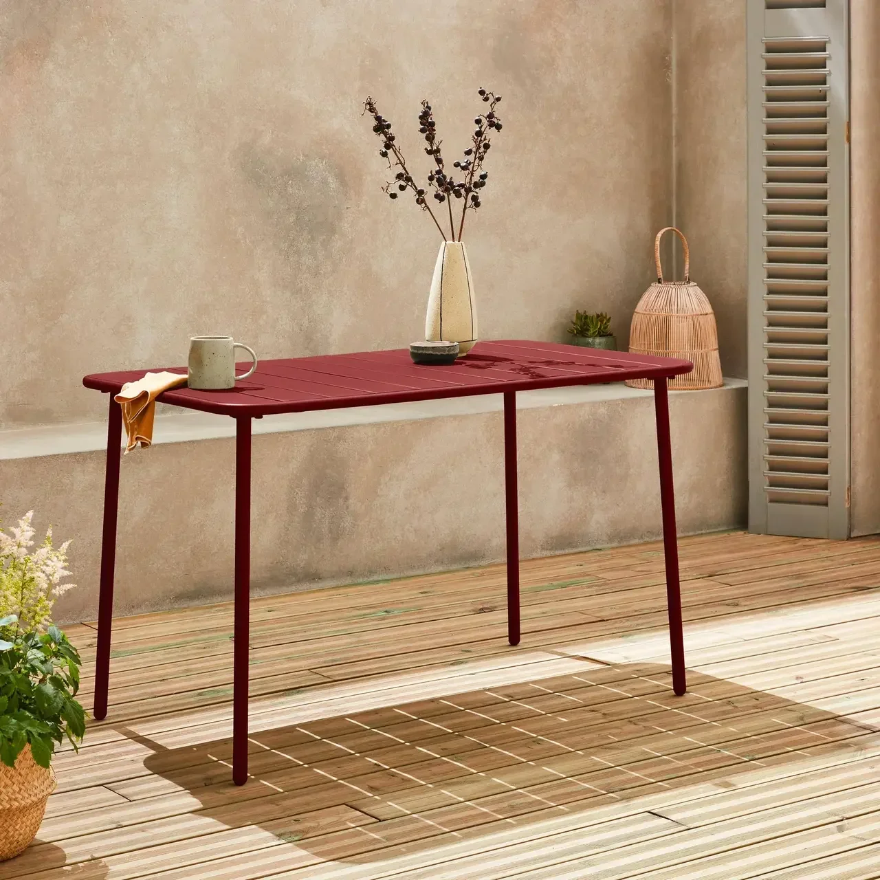 Table de jardin Amélia métal 4 personnes acier antirouille extérieur