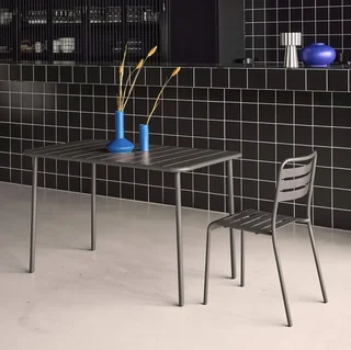 Table de jardin métal Amélia 4 personnes acier antirouille extérieur