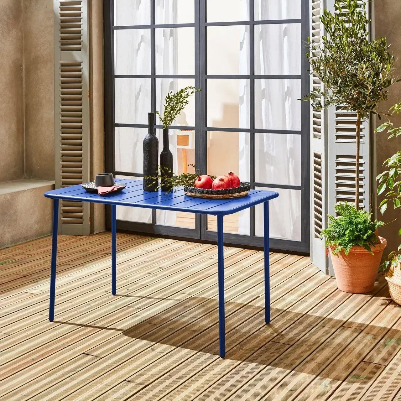 Table de jardin métal Amélia 4 places acier antirouille extérieur