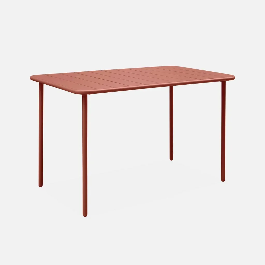 Table de jardin métal Amélia 4 personnes acier antirouille extérieur