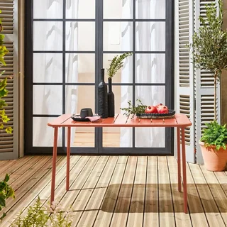 Table de jardin Amélia métal 4 places acier antirouille extérieur