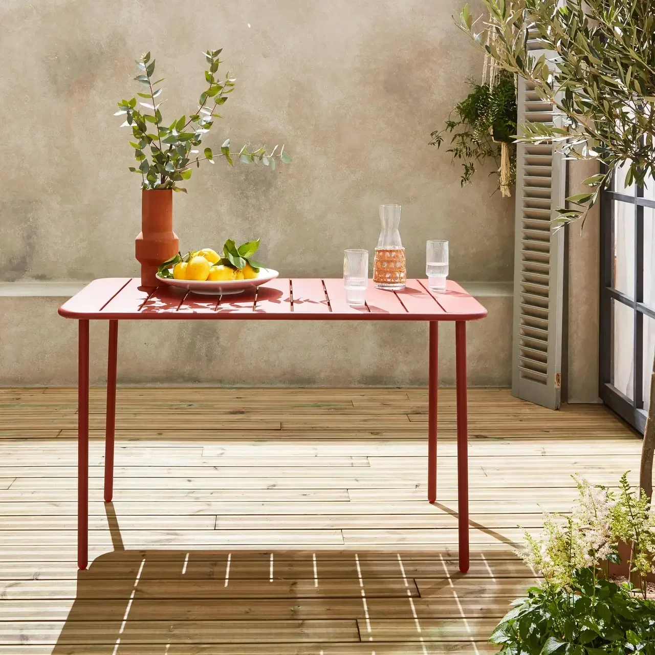 Table de jardin métal Amélia 4 personnes acier antirouille extérieur