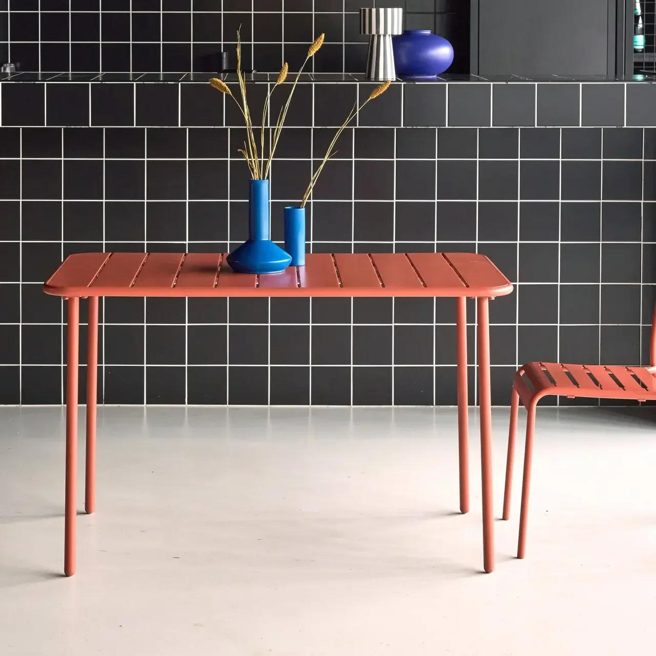 Table de jardin métal Amélia 4 personnes acier antirouille extérieur