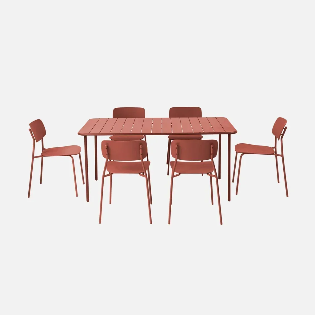Ensemble table et chaises de jardin Amélia 6 places acier antirouille