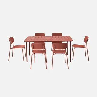 Ensemble table et chaises de jardin Amélia 6 places acier antirouille