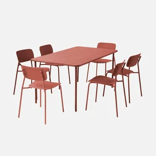 Ensemble table et chaises de jardin Amélia 6 places acier antirouille