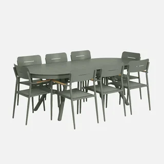 Table de jardin ovale extensible aluminium 8 places Metora Fira