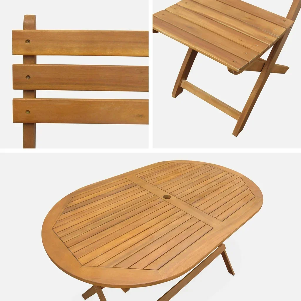 Tavolo da giardino pieghevole legno acacia 6 posti Macapa