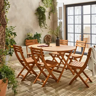 Tavolo da giardino pieghevole legno acacia 6 posti Macapa
