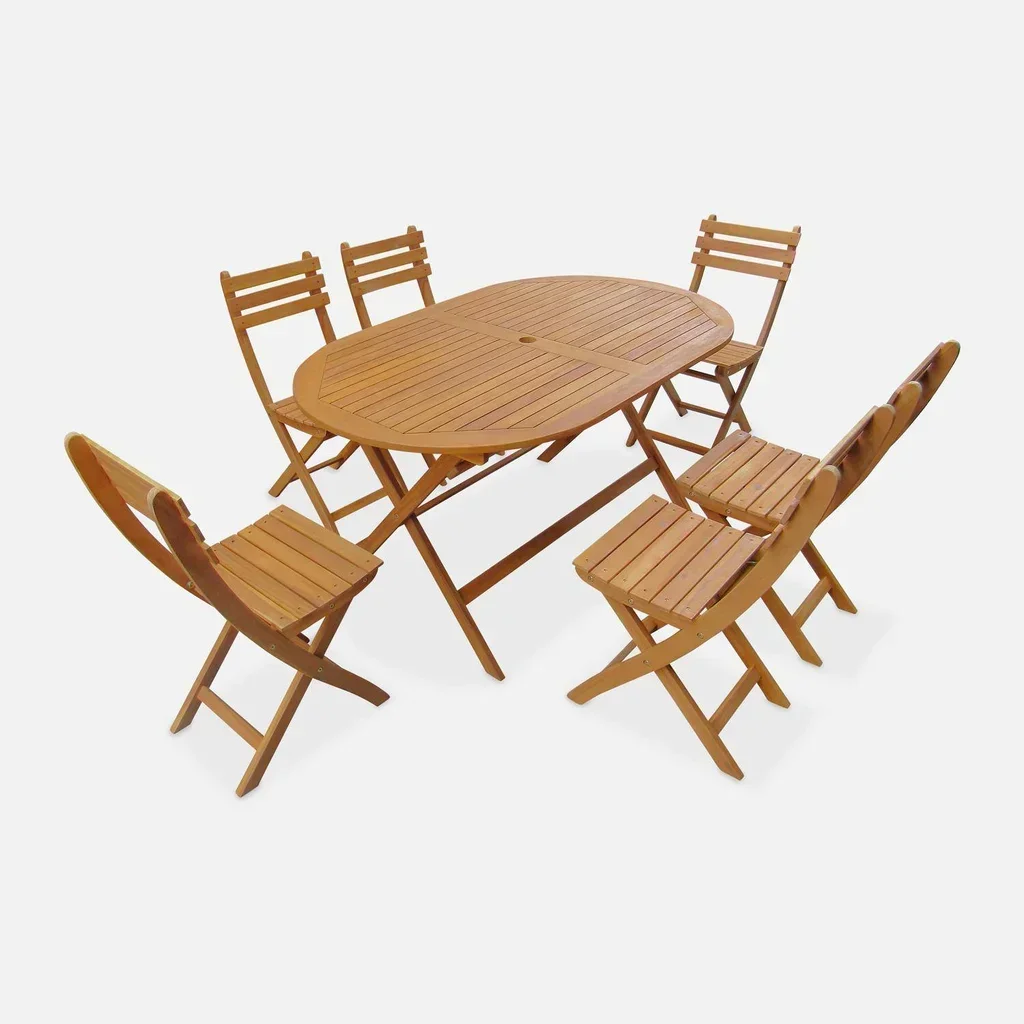 Tavolo da giardino pieghevole legno acacia 6 posti Macapa