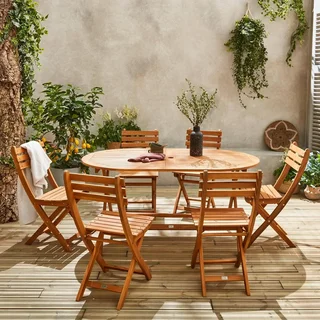 Tavolo da giardino pieghevole legno acacia 6 posti Macapa