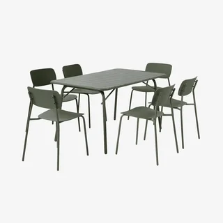 Table de jardin pliante Amélia 6 places métal antirouille