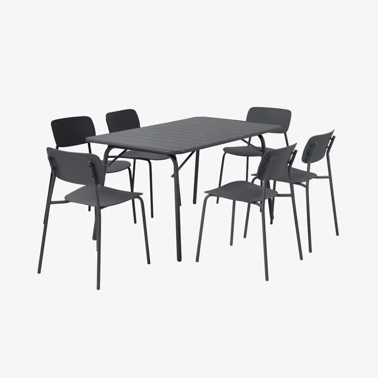 Table de jardin pliante Amélia métal 6 places avec chaises Liva