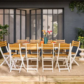 Gartentisch Holz Akazie 10 Personen rechteckig 200 cm Terrasse Gartenmöbel