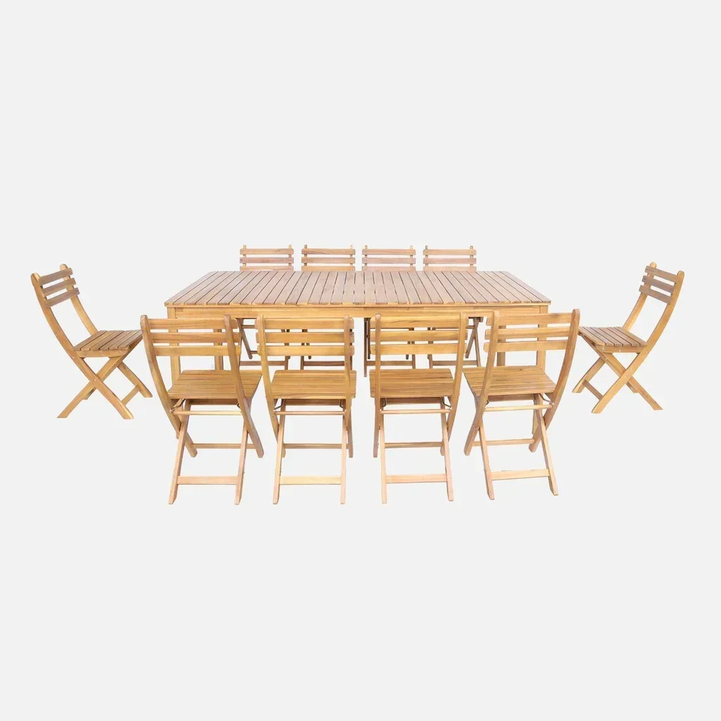 Rechteckiger Gartentisch Holz Akazie 10 Personen Senora Terrassentisch