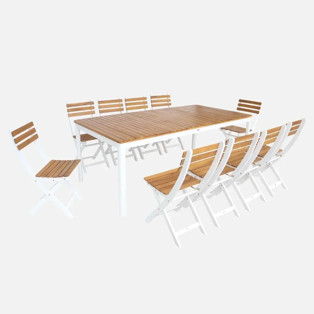 Gartentisch Holz Akazie 10 Personen rechteckig 200 cm Terrasse Gartenmöbel