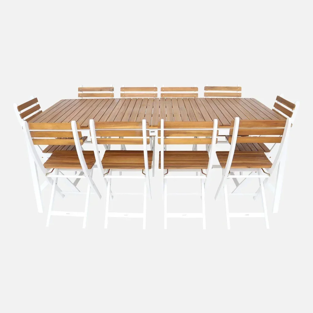 Gartentisch Holz Akazie 10 Personen rechteckig 200 cm Terrasse Gartenmöbel