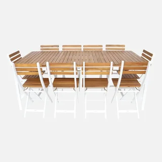 Gartentisch Holz Akazie 10 Personen rechteckig 200 cm Terrasse Gartenmöbel