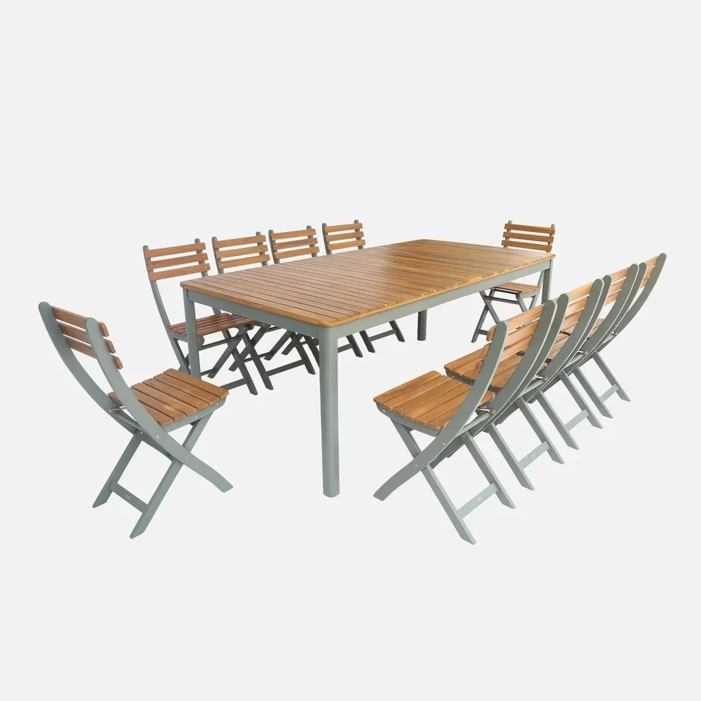 Rechteckiger Akazienholz Gartentisch 10 Personen 200 cm Terrassenmöbel