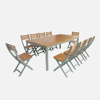Rechteckiger Akazienholz Gartentisch 10 Personen 200 cm Terrassenmöbel