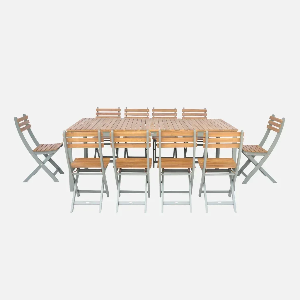 Rechteckiger Akazienholz Gartentisch 10 Personen 200 cm Terrassenmöbel