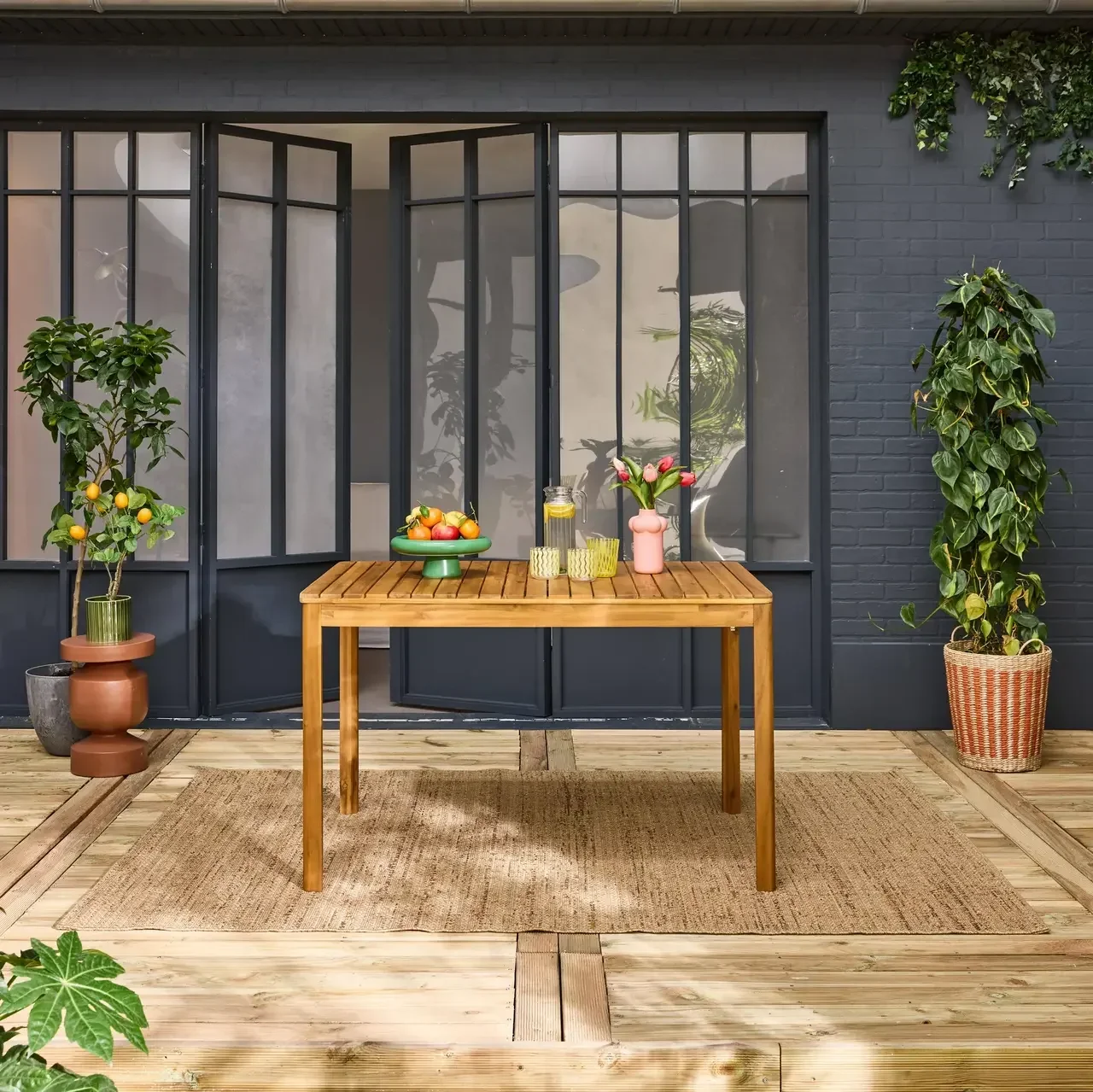 Table de jardin rectangulaire bois acacia 6 personnes Senora 120 cm