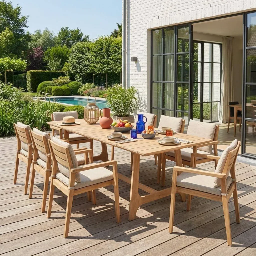 Table de jardin rectangulaire bois acacia 8 personnes Aroha
