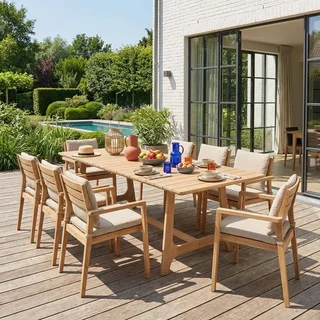 Table de jardin rectangulaire bois acacia 8 personnes Aroha