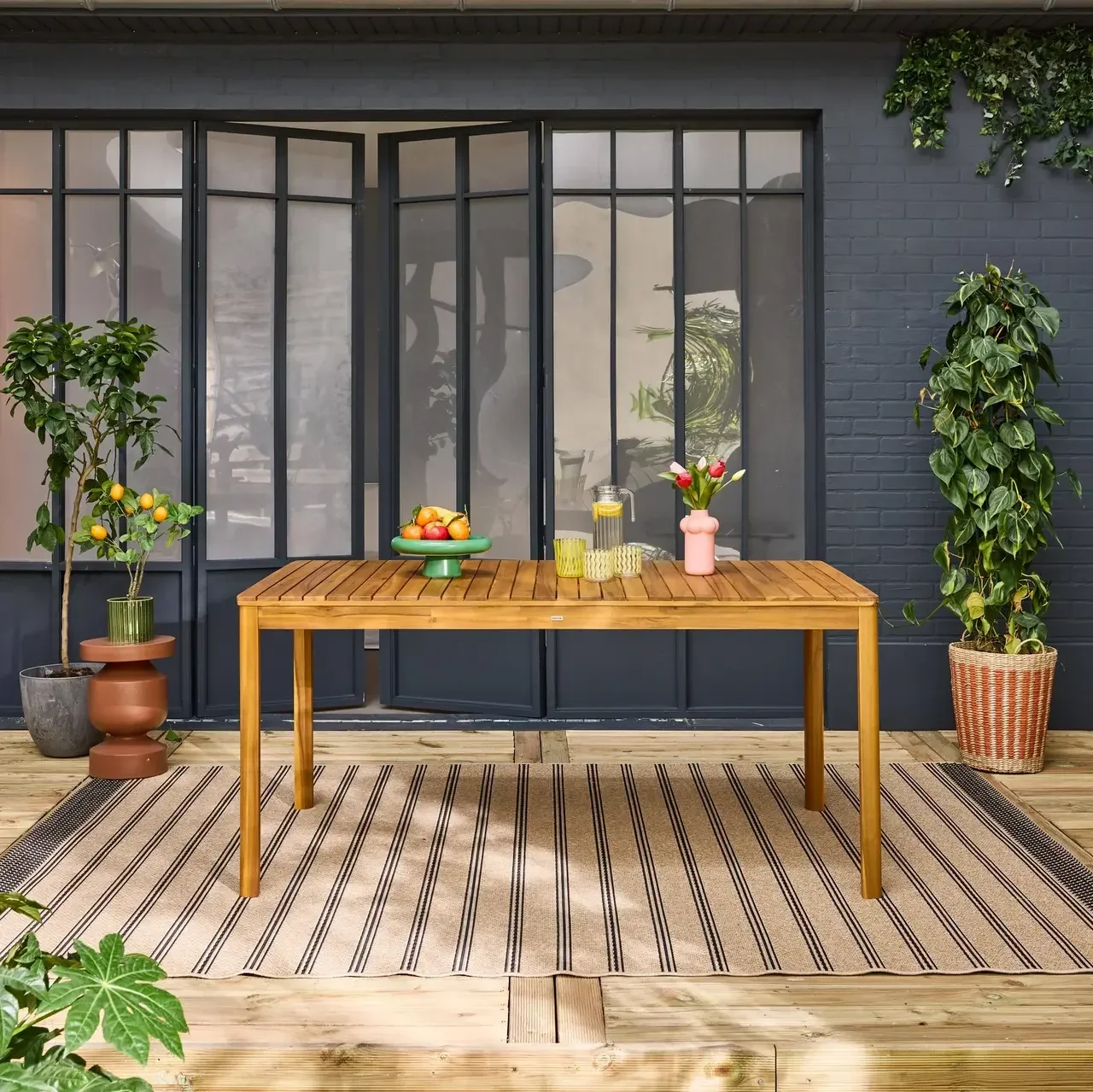 Table jardin acacia rectangulaire 8 personnes 160 cm Senora