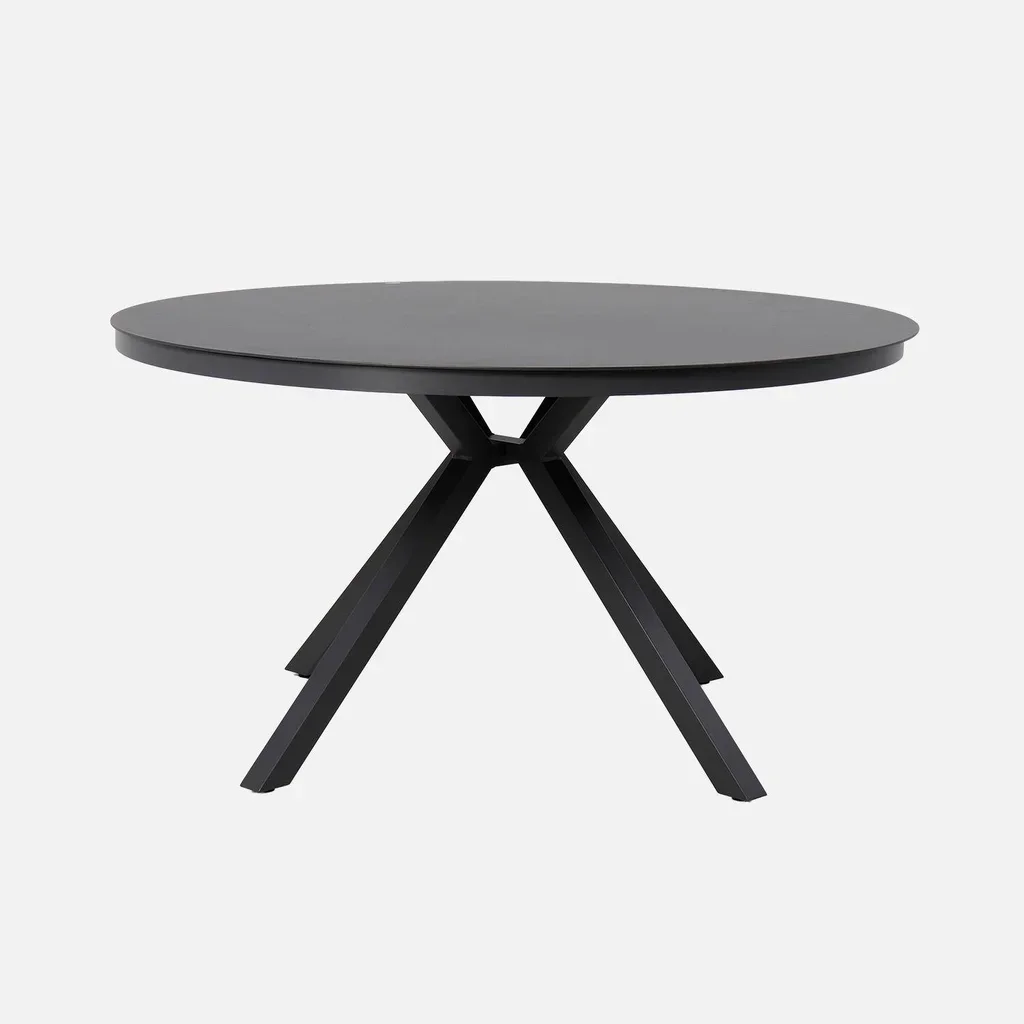 Table de jardin ronde 6 personnes aluminium verre trempé Orbis anthracite