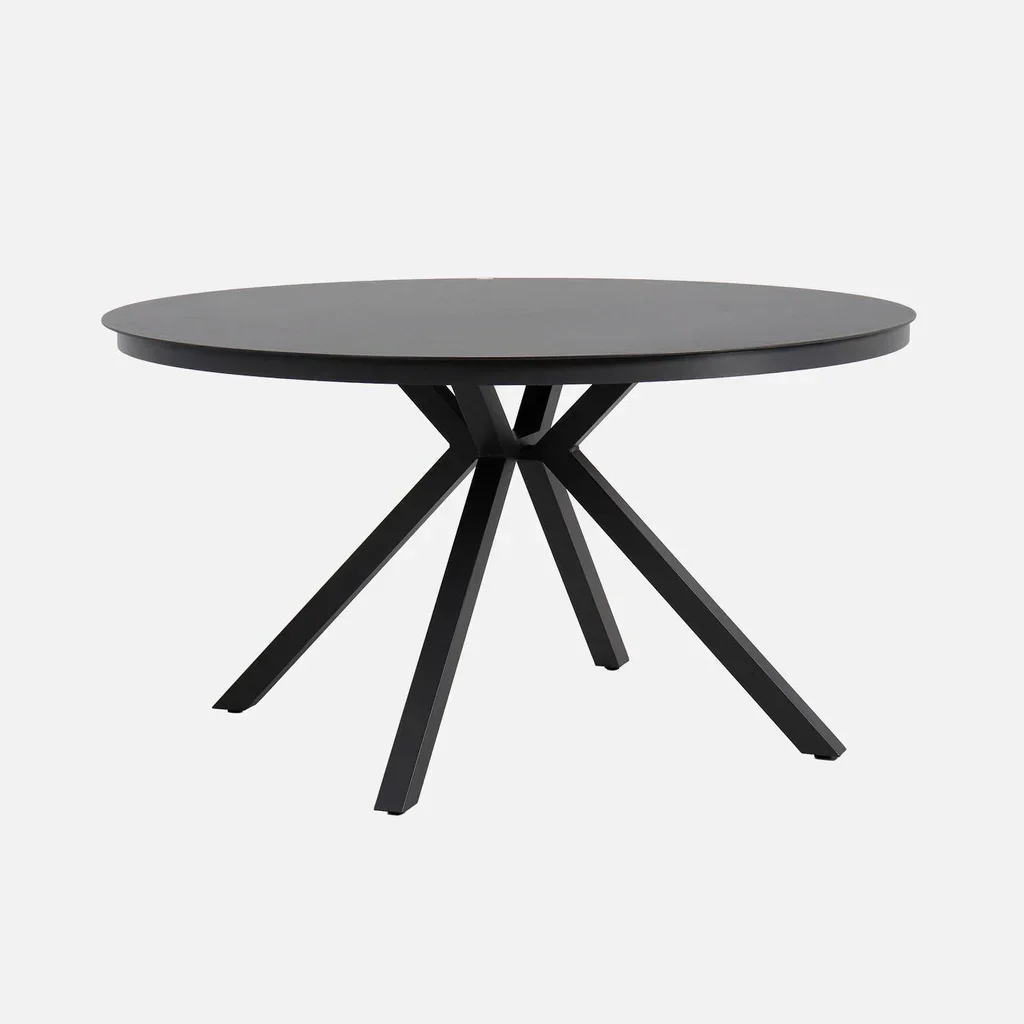 Table de jardin ronde 6 personnes aluminium verre trempé Orbis anthracite
