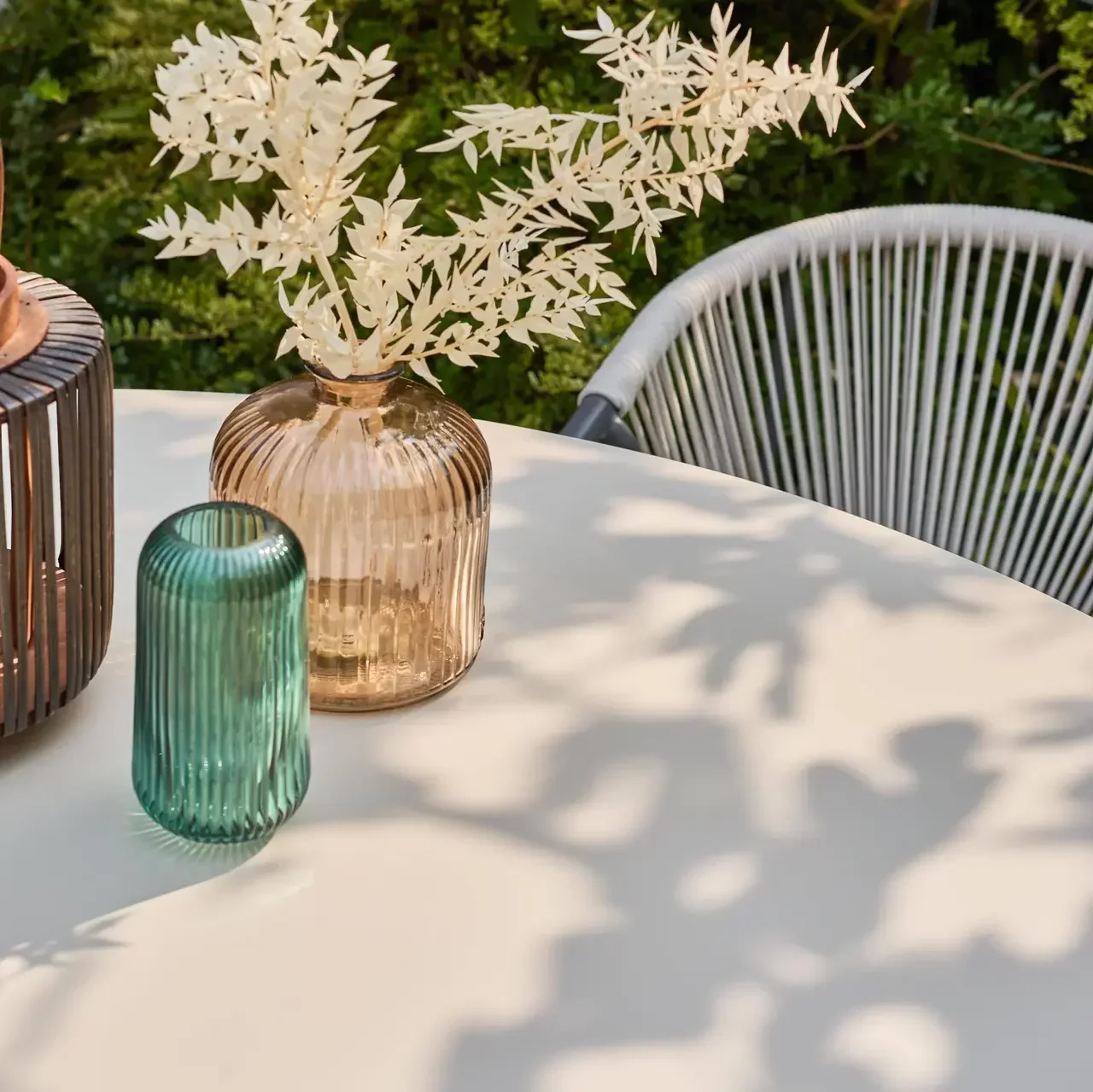 Table de jardin ronde 6 personnes aluminium verre trempé Orbis Anthracite