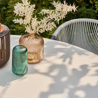 Table de jardin ronde 6 personnes aluminium verre trempé Orbis Anthracite