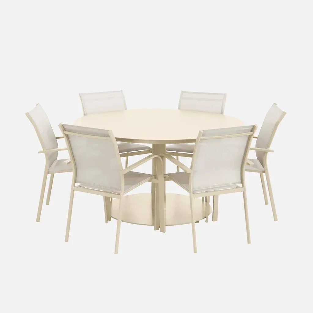 Table de jardin ronde aluminium 6 places Oreva terrasse conviviale