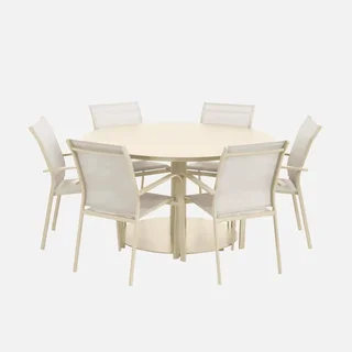 Table de jardin ronde aluminium 6 places Oreva terrasse conviviale