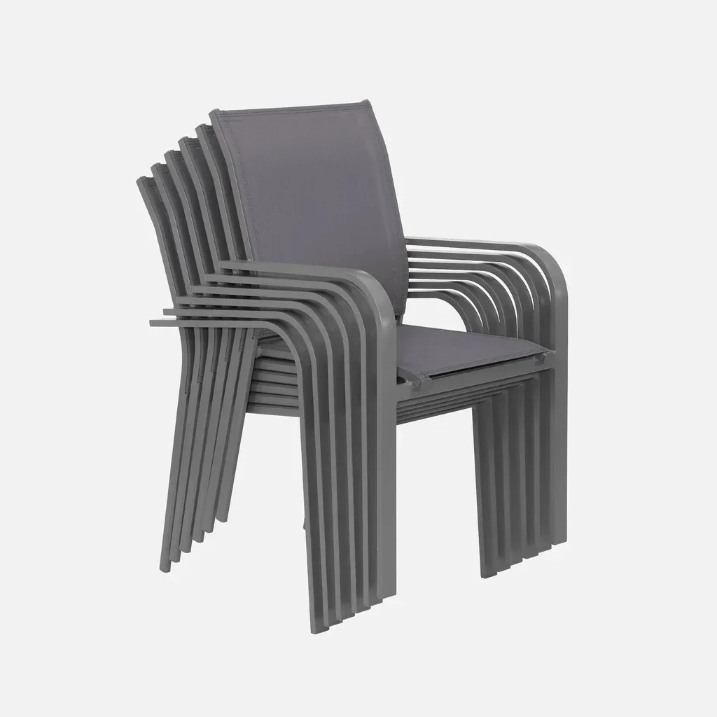 Table de jardin ronde aluminium 6 places Oreva terrasse extérieur