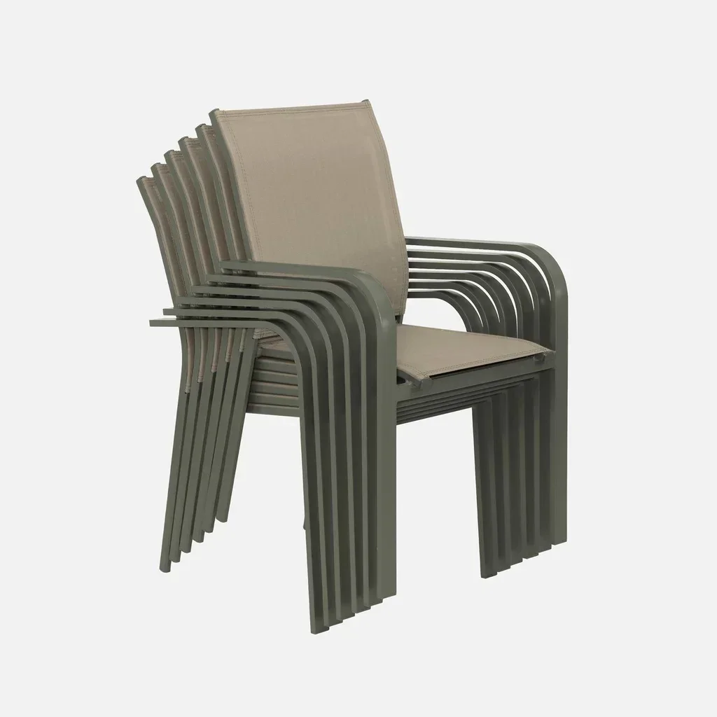 Table de jardin ronde aluminium 6 places Oreva terrasse extérieur