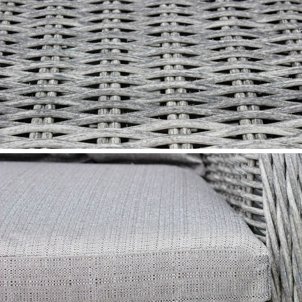 Runder Gartentisch Harz 6-Sitzer Lecco grau Rattan Aluminium