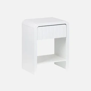 Comodino bianco 1 cassetto finitura venatura legno