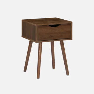 Table de nuit vintage 1 tiroir bois noyer style contemporain