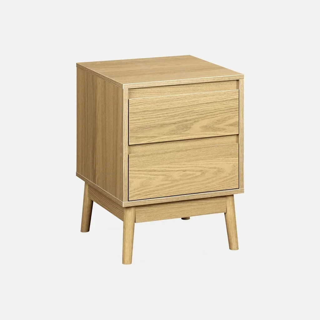 Scandinavian style wooden bedside table 2 drawers Dune